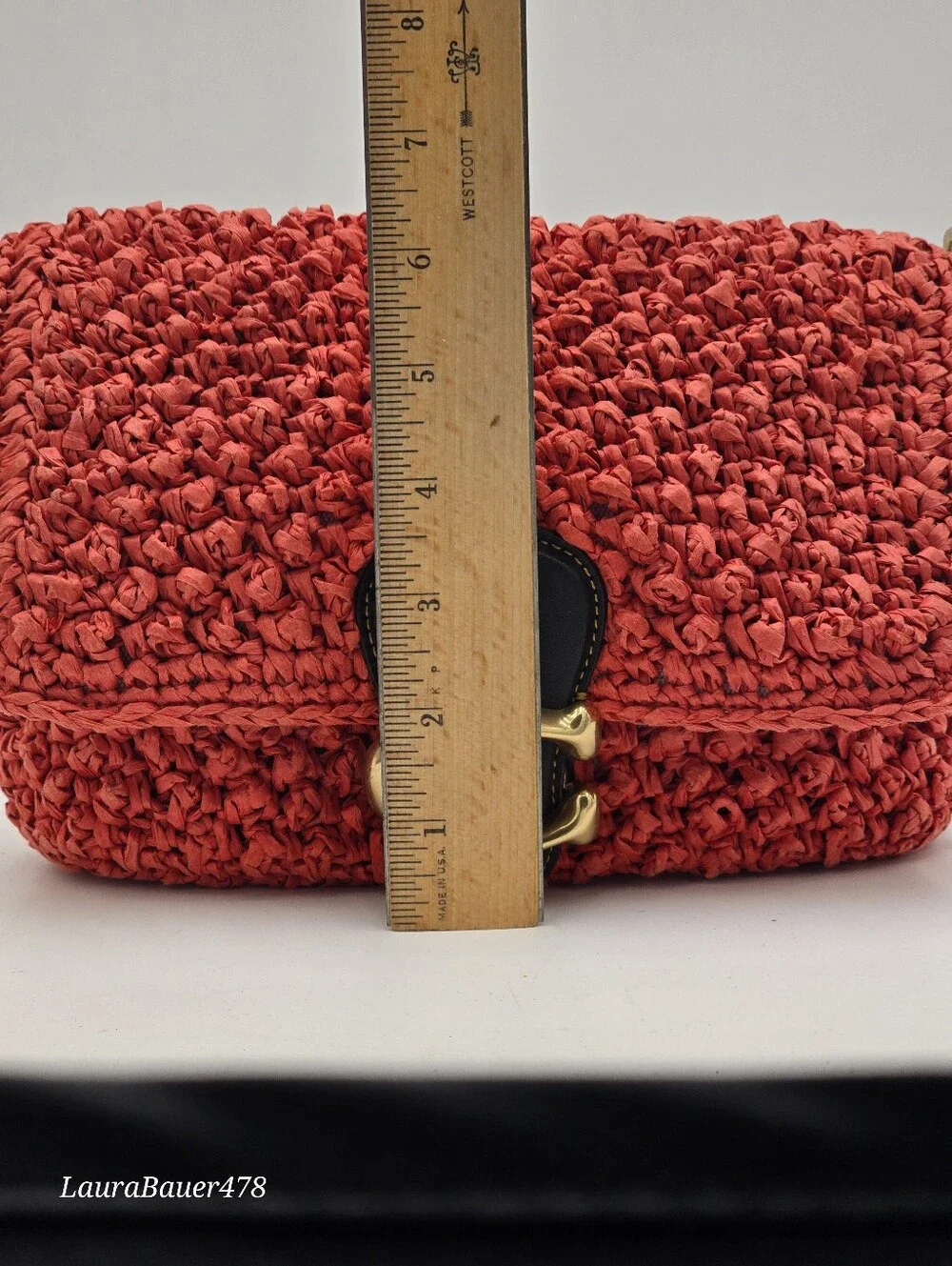 Coach Soft Tabby In Straw And Smooth Leather, Red Orange, CA032